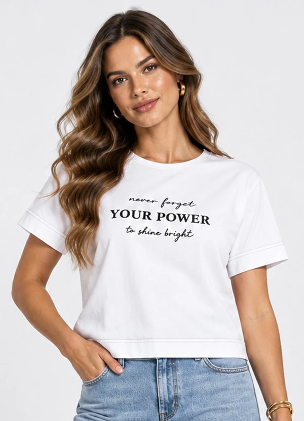 Infinita Cor - Blusa Feminina em Meia Malha Branco