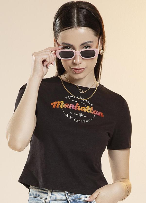 Habana - Blusa Feminina em Meia Malha Estampada Preto 1