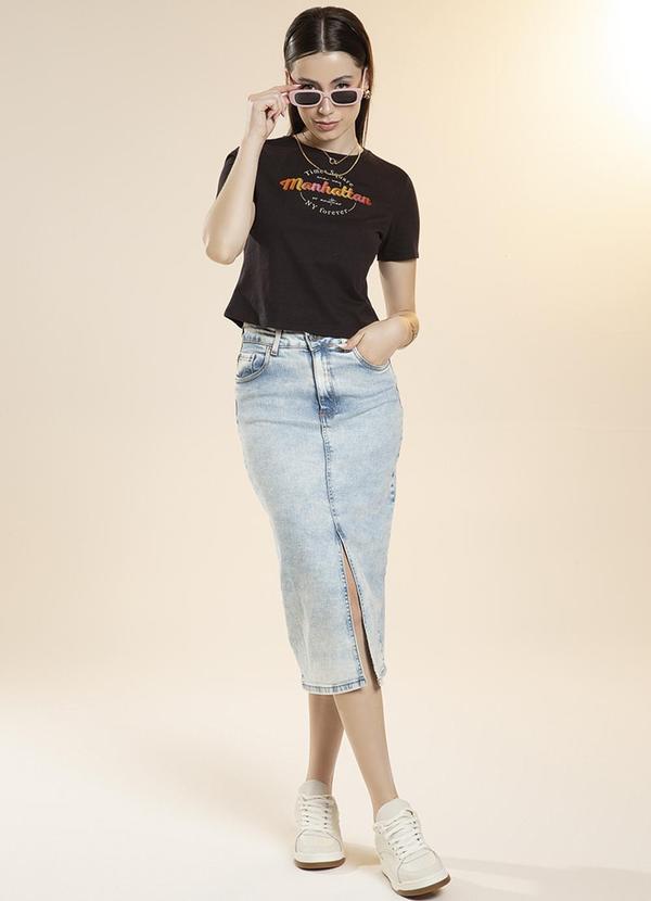 Habana - Blusa Feminina em Meia Malha Estampada Preto 2