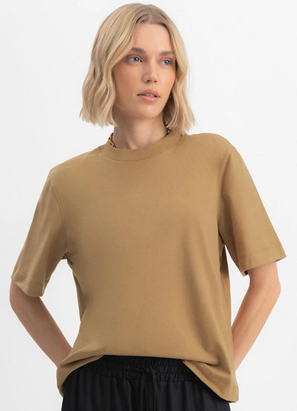 Essendi - Blusa Feminina em Meia Malha Marrom