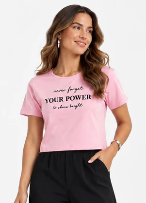Infinita Cor - Blusa Feminina em Meia Malha Rosa - INFINITA COR
