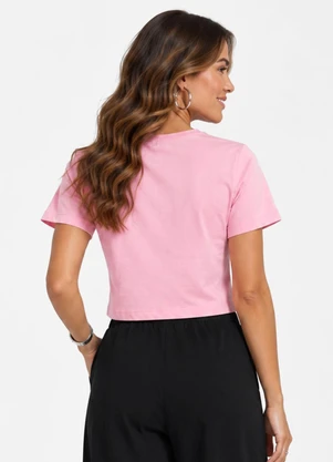 Infinita Cor - Blusa Feminina em Meia Malha Rosa - INFINITA COR