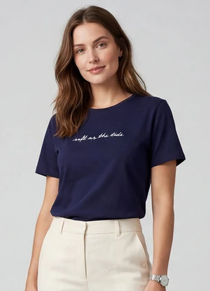 Infinita Cor - Blusa Feminina em Molecotton Viscose Azul - INFINITA COR