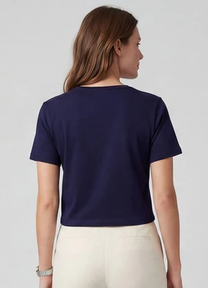 Infinita Cor - Blusa Feminina em Molecotton Viscose Azul - INFINITA COR