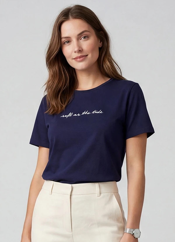 Infinita Cor - Blusa Feminina em Molecotton Viscose Azul