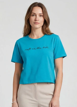 Infinita Cor - Blusa Feminina em Molecotton Viscose Azul - INFINITA COR