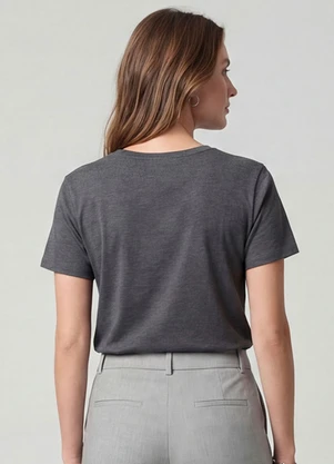 Infinita Cor - Blusa Feminina em Molecotton Viscose Cinza - INFINITA COR