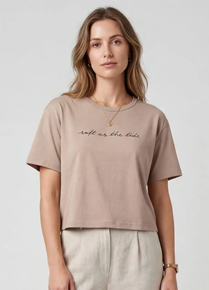 Infinita Cor - Blusa Feminina em Molecotton Viscose Marrom - INFINITA COR