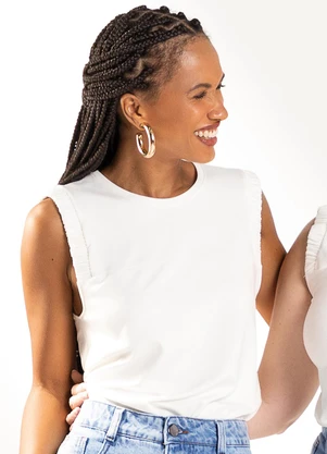 Marialícia - Blusa Feminina em Moletinho Bege - MARIALÍCIA