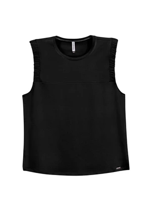 Marialícia - Blusa Feminina em Moletinho Preto - MARIALÍCIA