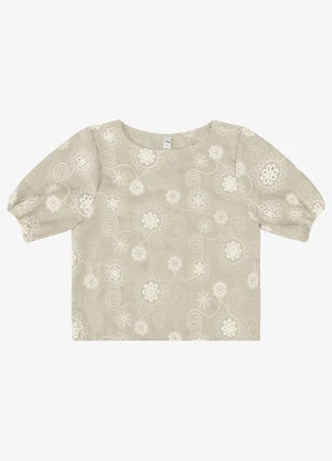 Rovitex - Blusa Feminina em Poly Bordado Bege - ROVITEX