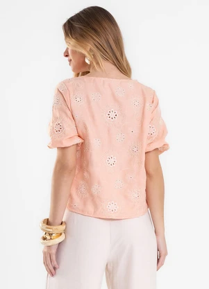 Rovitex - Blusa Feminina em Poly Bordado Rosa - ROVITEX