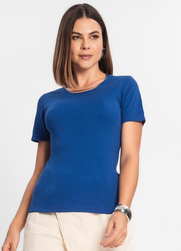 Rovitex - Blusa Feminina em Ribana Azul