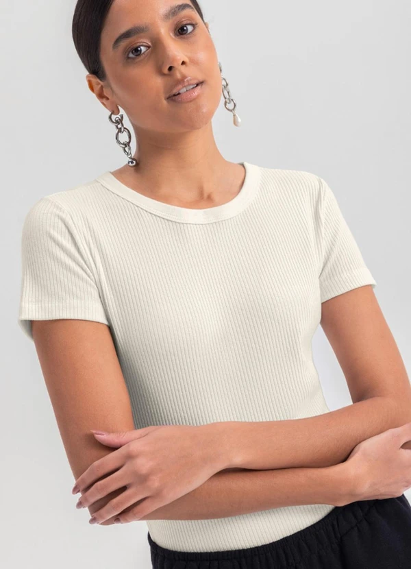 Essendi - Blusa Feminina em Ribana  Bege