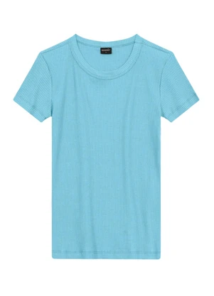 Essendi - Blusa Feminina em Ribana Canelada Azul - ESSENDI