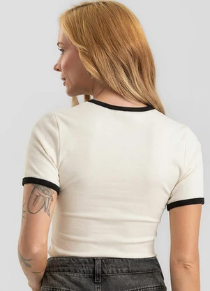 Dianna - Blusa Feminina em Ribana Canelada Bege - DIANNA