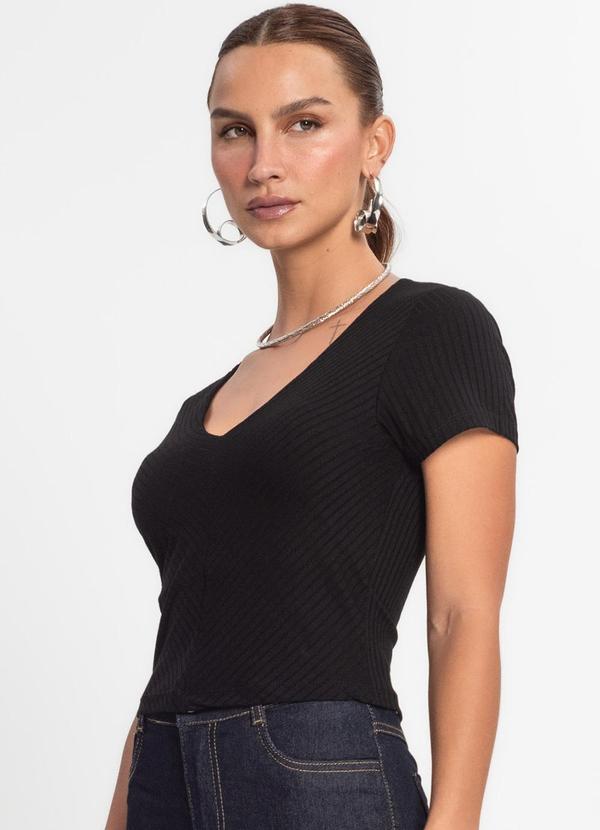 Endless - Blusa Feminina em Ribana Canelada Preto