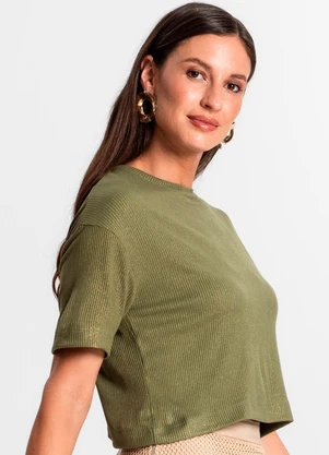 Rovitex - Blusa Feminina em Ribana Canelada Verde - ROVITEX