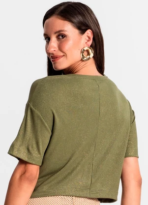 Rovitex - Blusa Feminina em Ribana Canelada Verde - ROVITEX