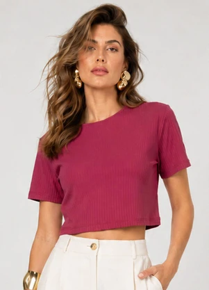 Infinita Cor - Blusa Feminina em Ribana Canelada Vermelho - INFINITA COR