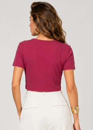 Infinita Cor - Blusa Feminina em Ribana Canelada Vermelho - INFINITA COR