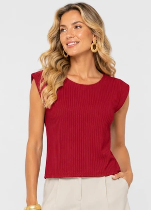 Rovitex - Blusa Feminina em Ribana Canelada Vermelho - ROVITEX