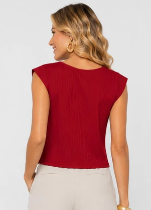 Rovitex - Blusa Feminina em Ribana Canelada Vermelho - ROVITEX