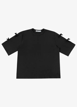 Endless - Blusa Feminina em Ribana com Detalhe Manga Preto - ENDLESS