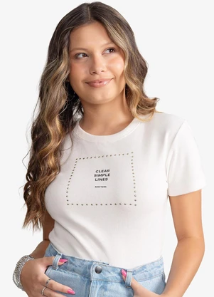 Minty - Blusa Feminina em Ribana com Termocolante Bege - MINTY