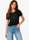 Minty - Blusa Feminina em Ribana com Termocolante Rosa - variação: Preto