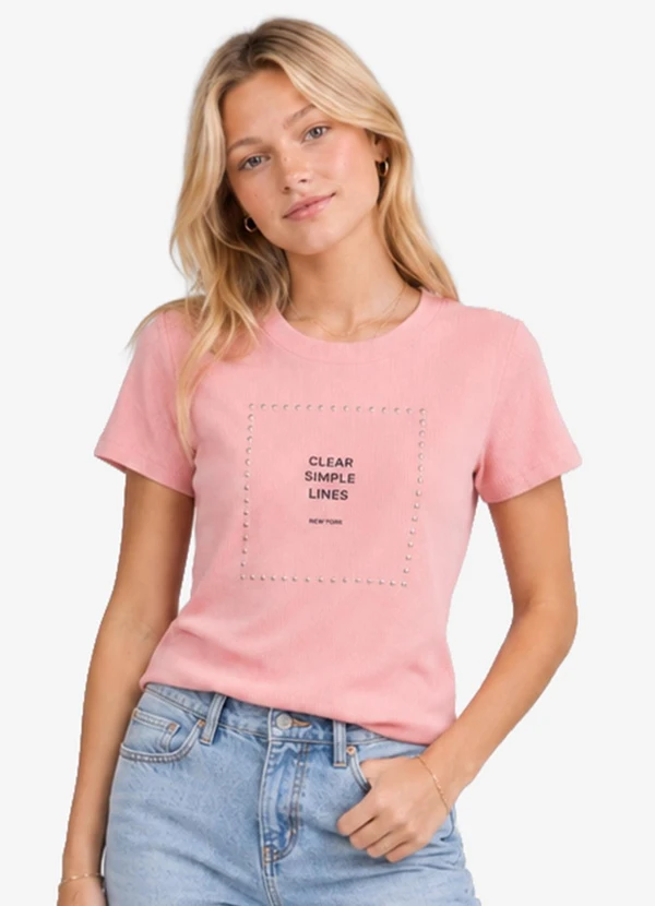Minty - Blusa Feminina em Ribana com Termocolante Rosa