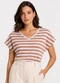 Infinita Cor - Blusa Feminina em Ribana Decote V Marrom - variação: Marrom