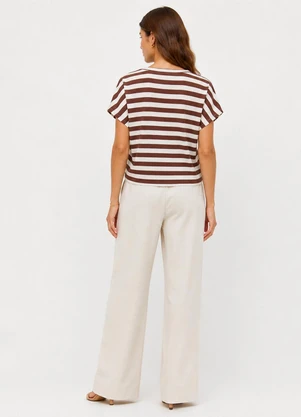 Infinita Cor - Blusa Feminina em Ribana Decote V Marrom - INFINITA COR