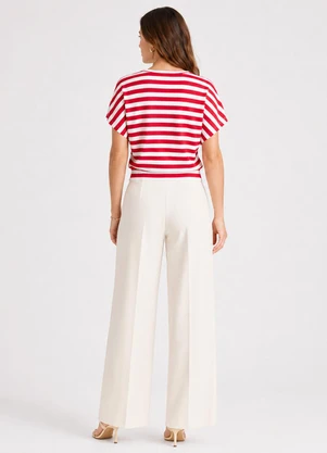 Infinita Cor - Blusa Feminina em Ribana Decote V Vermelho - INFINITA COR