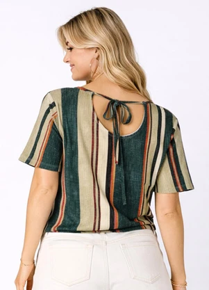 Infinita Cor - Blusa Feminina em Ribana Estampada Verde - INFINITA COR