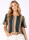 Infinita Cor - Blusa Feminina em Ribana Estampada Preto - variação: Verde