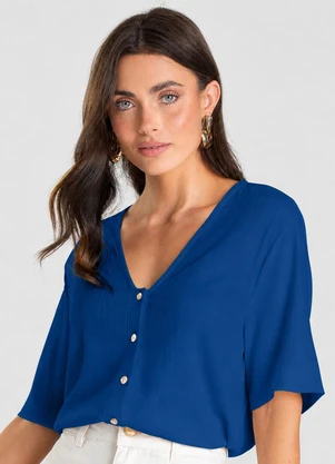 Dianna - Blusa Feminina em Tecido de Viscose Azul - DIANNA