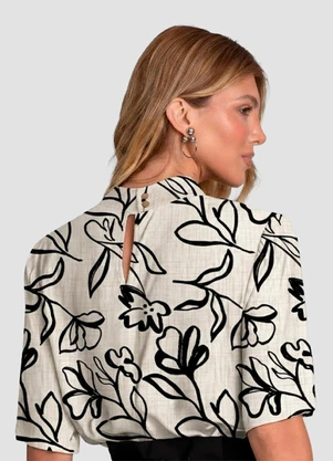 Dianna - Blusa Feminina em Tecido Estampado Bege - DIANNA