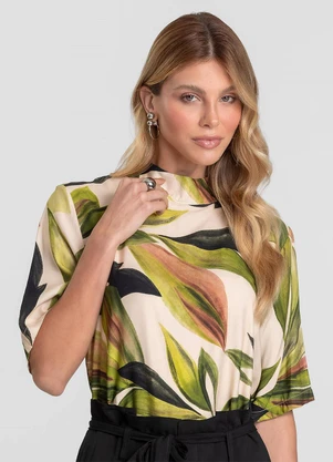 Dianna - Blusa Feminina em Tecido Estampado Bege - DIANNA