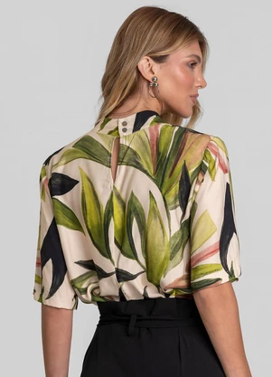 Dianna - Blusa Feminina em Tecido Estampado Bege - DIANNA