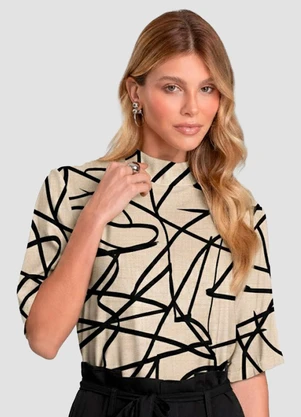Dianna - Blusa Feminina em Tecido Estampado Bege - DIANNA