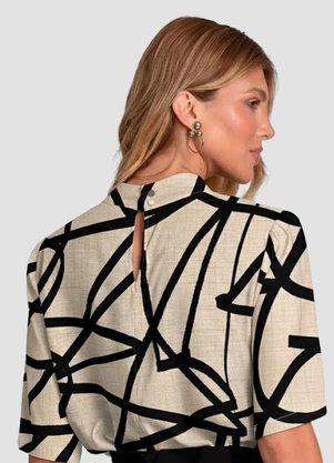 Dianna - Blusa Feminina em Tecido Estampado Bege - DIANNA