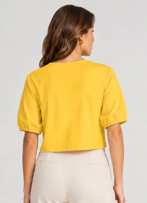 Infinita Cor - Blusa Feminina em Tecido Henera Amarelo - INFINITA COR
