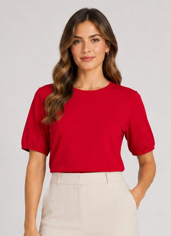 Infinita Cor - Blusa Feminina em Tecido Henera Vermelho