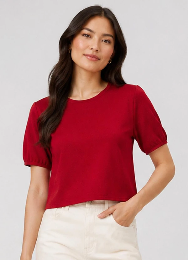 Infinita Cor - Blusa Feminina em Tecido Henera Vermelho