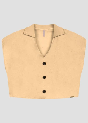 Cereja Rosa - Blusa Feminina em Tecido Plano Linho Bege - CEREJA ROSA
