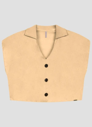 Cereja Rosa - Blusa Feminina em Tecido Plano Linho Bege - CEREJA ROSA