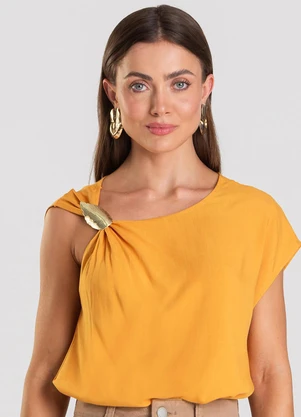 Dianna - Blusa Feminina em Tecido Viscose Amarelo - DIANNA