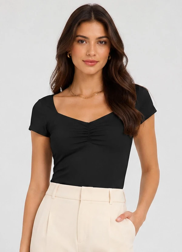 Infinita Cor - Blusa Feminina em Touch Skin Preto