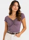 Infinita Cor - Blusa Feminina em Touch Skin Cinza - variação: Roxo